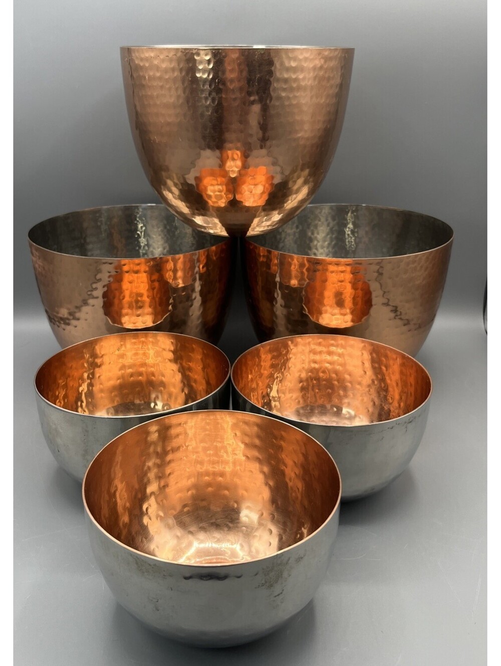 Bath & Body Works Hammered Metal Candle Holders Copper Silver Set of 6
